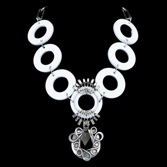 DANNIJO White Western Horseshoe Pendant Necklace